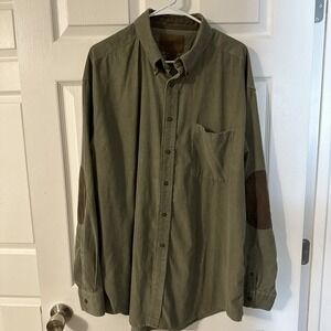 Duck Head Corduroy Shirt Elbow Patched Green Button up XXL